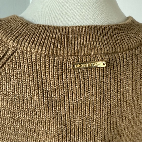 NWT Michael Kors Women’s Classic Cropped Sweater Double Zippers Dark Camel Small - Picture 5 of 14